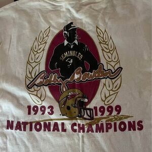 Vintage Medium Florida State Bobby Bowden 93 and 99 Nat. Championships T-Shirt